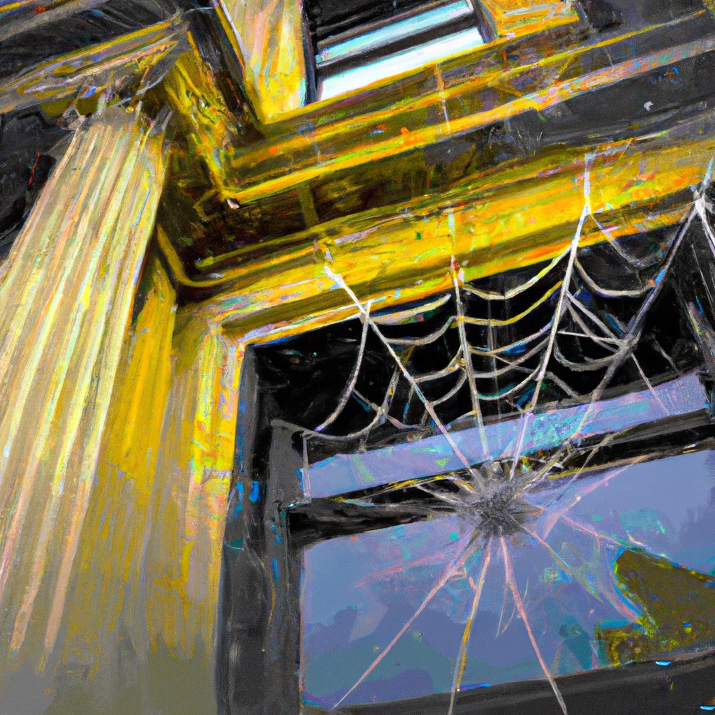 Old Bank Building caught in a Giant Spider web.