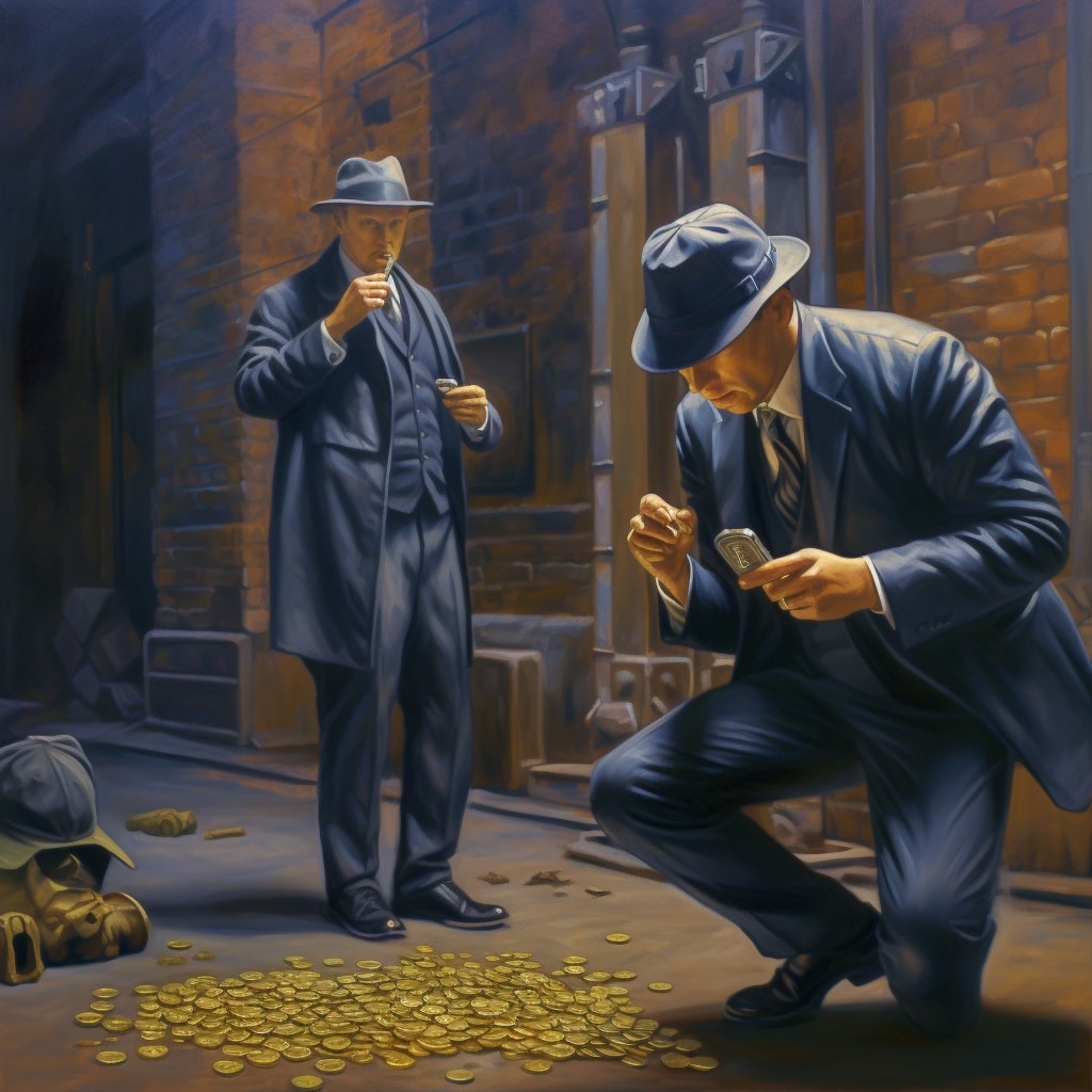 Inspectors Sherlock investigating a wall st ethereum coin announcement