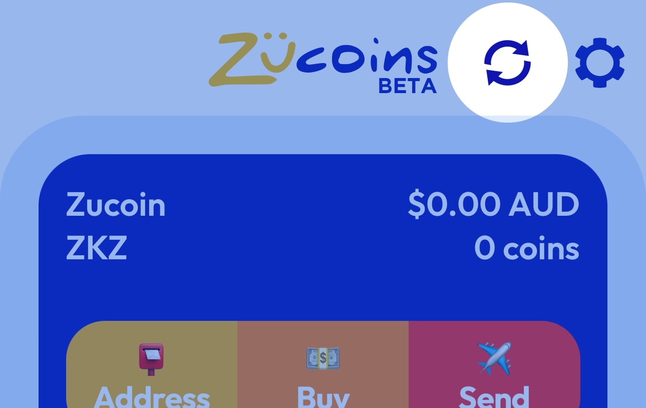 Zucoin wallet app version v174 update released log changes -- refresh button added highlight overlay